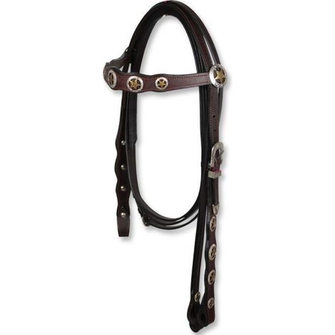 Chestnut - Testiera Western con concho star completa di redini (1/4)