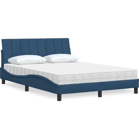 Cama con colchón Hanko tela azul 120x200 cm (1/5)