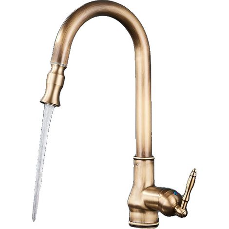 Grifo de cocina, caño extraíble, giratorio 360 grados, latón antiguo C (1/2)