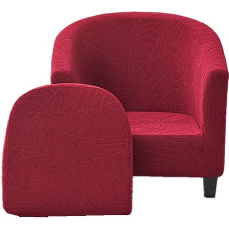 Housse De Fauteuil 1 Place Cabriolet Chesterfield en Tissu Jacquard Extensible Bourgogne (1/5)