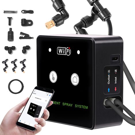 Système de brumisation programmée pour terrarium tropical avec Wi-Fi, kit de brumisation intelligent pour reptiles, brumisateur automatique, buse rotative à 360°, connexion Wi-Fi, contrôle à distance (1/5)