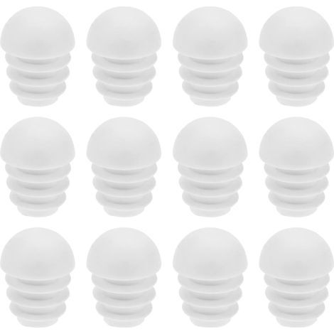 50pcs Bouchon d'insertion de Tube en Plastique Bouchons d'extrémité Ronds Inserts en Dôme de Tube Embouts Bouchons Accessoires de Meubles pour Chaises Pieds de Table 16mm, Blanc-Chrom (1/5)