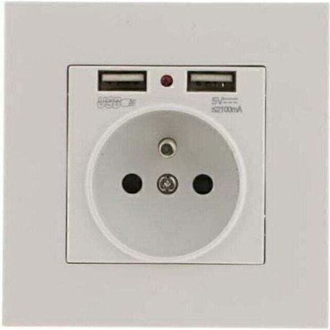 2er-Set Steckdosen, Wandsteckdose mit Dual USB 5V/2100mA, Einbausteckdose mit 2 USB-Anschlüssen, praktisch und handlich (1/4)