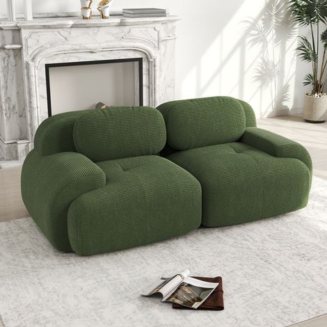 canapé salon modulable cord vert sans montage prêt a poser OKMYHOME (1/5)