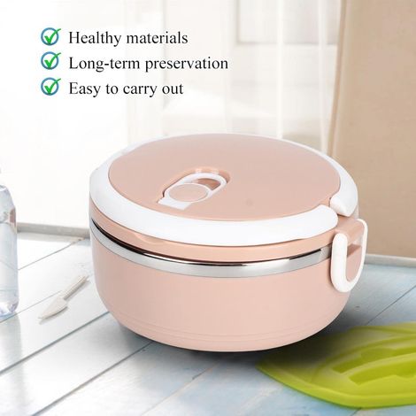 Diese tragbare, isolierte Lunchbox ist aus Edelstahl 304 gefertigt und eignet sich perfekt für die Schule sie ist rosa. (1/4)
