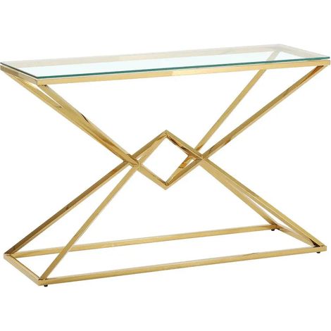 Console gold verre trempé transparent 120x40x78 cm PYRAMID (1/5)