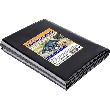 Bâche en Plastique polyéthylène Noir très épaisse de 4Mx5M (125Mu /500G) revêtement d'étang, bâche de Construction Robuste en Plastique imperméable Couverture de Sol Jardin Peinture (1/5)