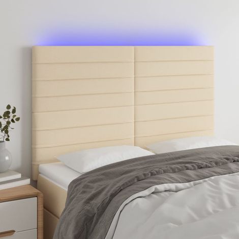 Cabecero con luces LED tela crema 144x5x118/128 cm vidaXL
