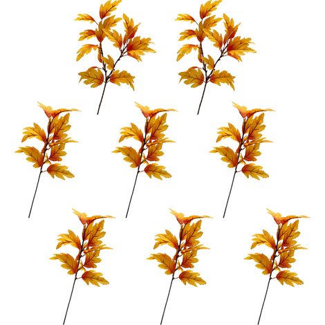 Faux Fall Maple Leaves Stems Branches 41cm Artificial Autumn Leaf Bushes for Farmhouse Table (1/3)