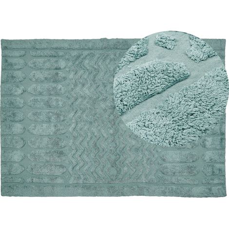 Alfombra de algodón verde menta 160 x 230 cm hecho a mano patrón geométrico Sirnak (1/5)