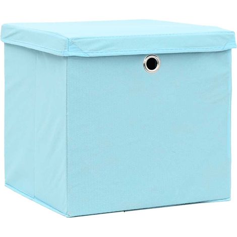 Maison Exclusive - Boîtes de rangement et couvercles 10 pcs Bleu 32x32x32 cm Tissu (1/5)