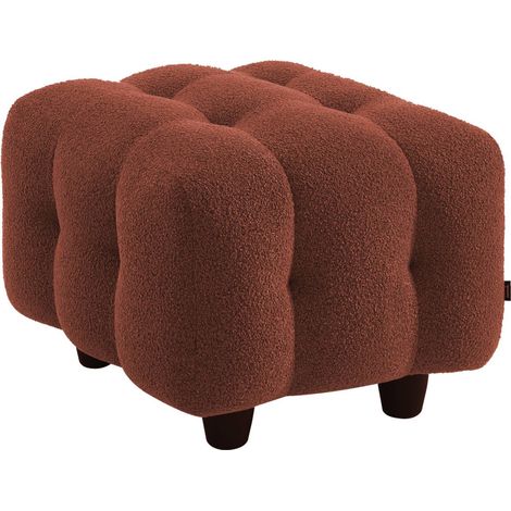 Pouf. module pour canapé. repose-pieds pour canapé 2 places en bouclette texturée terracotta L 69 x P 59 x H 48cm - Leon