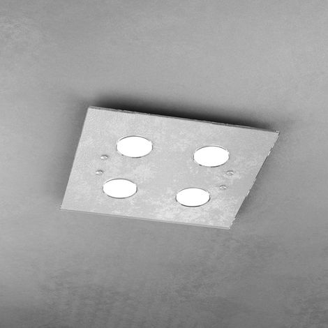 Plafoniera Moderna Quadrata Path Vetro Foglia Argento 4 Luci Gx53 (1/3)
