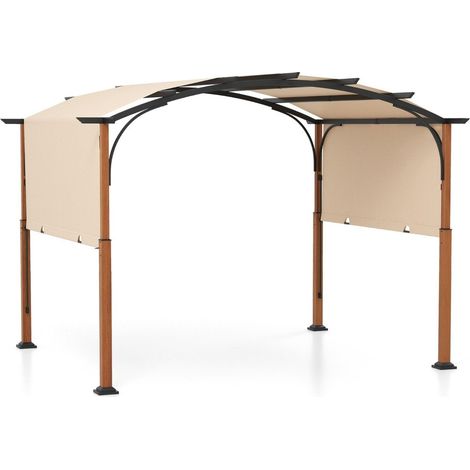 Pérgola de 3,6 x 3 m con techo retráctil, impermeable, estable, resistente al invierno, color beige