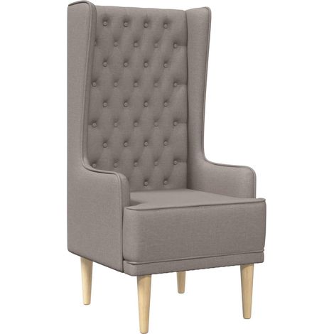 Silla de respaldo alto con capitoné con botones Gris topo Tela vidaXL (1/5)