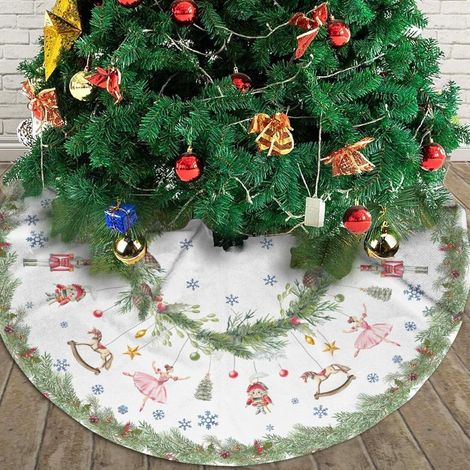 Jupe D Arbre De Noël - 90 Cm De Diamètre - En Tissu Velours Et Lin Mélangé - Pour Décoration Festive Intérieure - 1 Pièce (1/5)