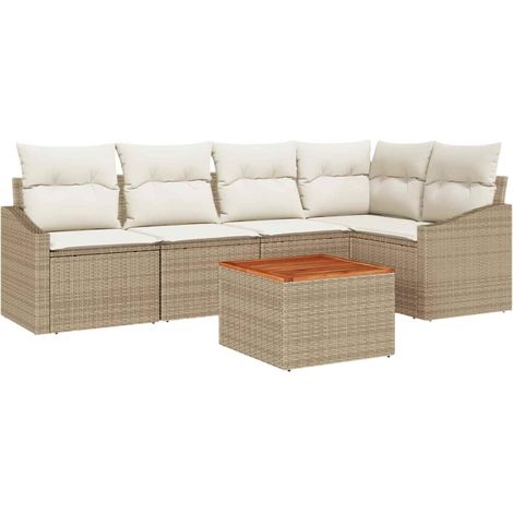 Maison Exclusive - Gartensofa-set mit Speicher 6 pcs Beige und Cr