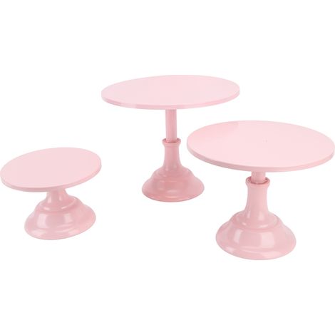 Ensemble de 3 présentoirs à gâteaux en métal de style européen, rose, pour fête de fille, mariage, anniversaire, baby shower, décoration intérieure (1/5)