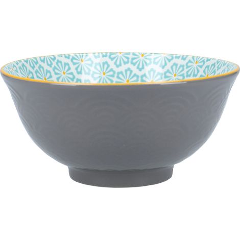 KitchenCraft ECMKCBOWL36SET - Set de bols en céramique de avec design de vagues et de fleurs de style japonais dedede