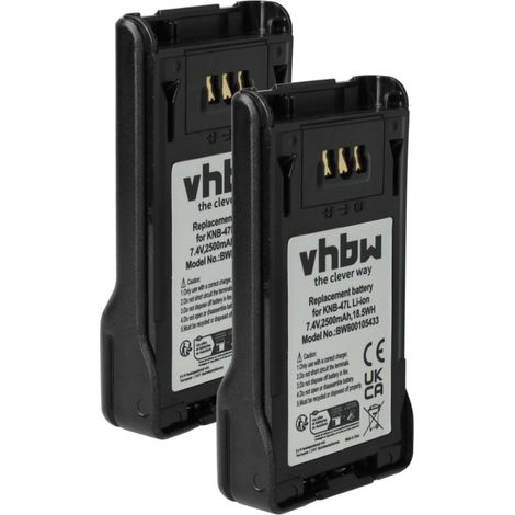 vhbw 2x Akku Ersatz für Kenwood KNB-47L, KNB-50NC, KNB-48L, KNB-48, KNB-47 für Funkgerät, Walkie Talkie (2500 mAh, 7,4 V, Li-Ion) (1/5)