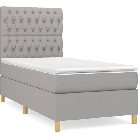 Maison Exclusive - Boxspringbett mit Matratze Hellgrau 100x200 cm
