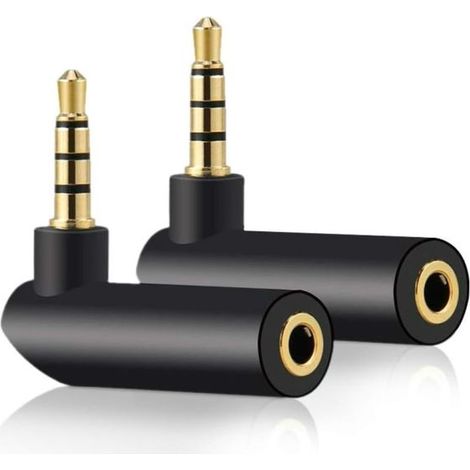 Adaptateur audio coudé mâle-femelle 3,5 mm à 90 degrés, prise jack stéréo TRS plaquée or, connecteur AUX compatible avec les casques, tablettes, (1/5)