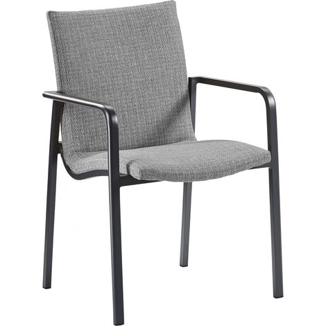 Best Freizeitmöbel Alu Dining-Sessel Positano Polstersessel Outdoorstoff Gartensessel versch. Farben anthrazit/hellgrau (1/5)