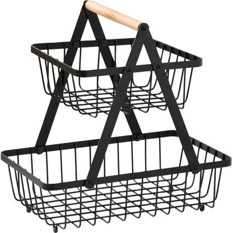 Lacor Cesto per frutta a doppia altezza nero opaco 29x18,5x33,5 cm