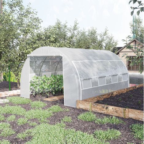 Serra da giardino 397 x 300 x 200 cm in acciaio zincato, protezione UV, bianca HAVRYA (1/5)