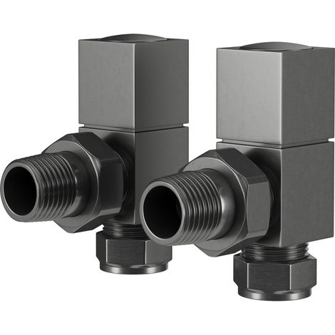 Colore Dias Gunmetal Grey Square Angled Radiator Valves