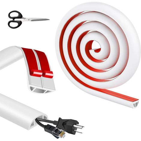 1.5M Cache Câble Auto-Adhésif Mini Goulotte de Câbles, Cache Fil Electrique  Blanc Flexible Cache Cable de Sol pour Cacher 1 Fil, PVC Goulotte Passe Cable pour Maison Bureau, 30 mm x 10 mm (1/5)