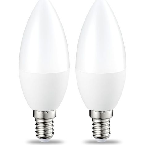 Lot de 2 petites ampoules LED en forme de flamme Culot Edison à vis E14 5 W (équivalent 40 W) Blanc chaud Intensité non variable (1/4)