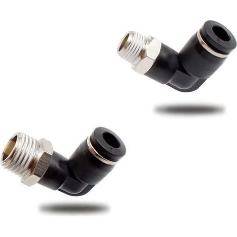 Stück pneumatische Verbinder, Schnellkupplungen mit Außengewinde, schwarzer pneumatischer Winkelverbinder (6 mm, 3/8") (1/5)
