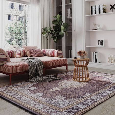 Tapis oriental tissé Aysan  - 150x100cm, Rectangular - 100% Acrylique - Tissé - Gris foncé