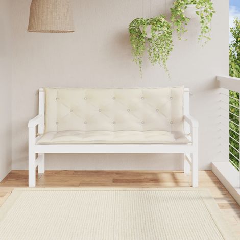 Coussin de banc de jardin Coussin de Siège Coussin pour Intérieur ou Extérieur blanc crème 150 cm tissu oxford BTEB63571 (1/5)