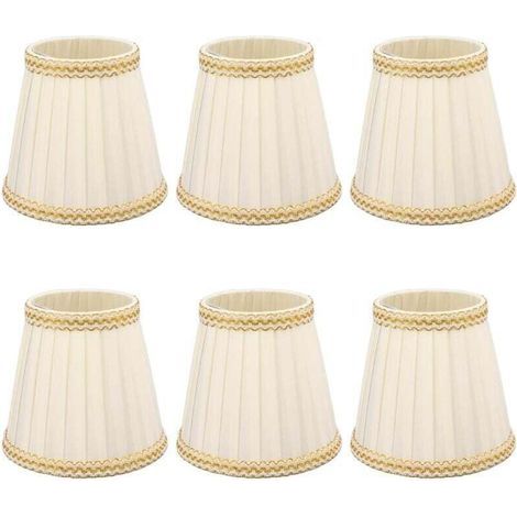 Lot de 6 petits abat-jour à clipser en tissu, modèles tambour pour lustre, bougies et ampoules E14 (1/4)