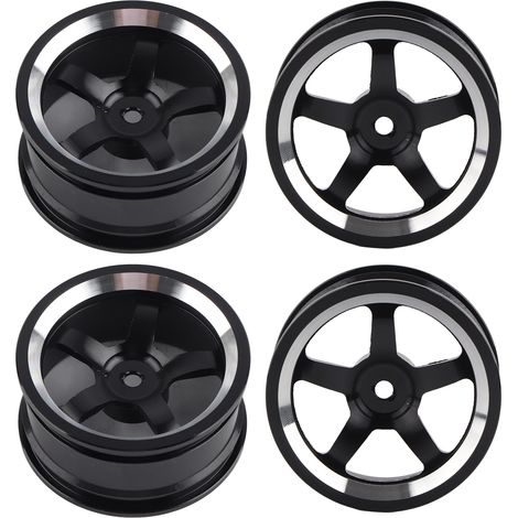 Jantes en alliage d'aluminium pour voiture de drift RC 1/10, pièces de rechange, jantes noires à 5 branches (1/5)