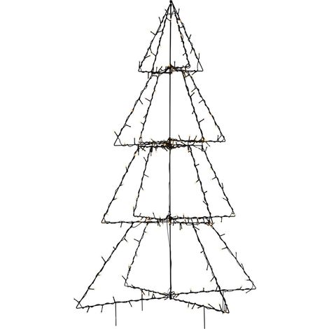 Décoration d'extérieur à LED Star Trading 'Foldy', sapin de Noël 3D avec 200 LED, alimenté par secteur, blanc chaud, L 90 cm, H 125 cm
