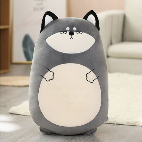 Coussin moelleux Husky 60 cm, peluche Kawaii animaux, jouet doux Squishmallows, oreiller géant décoratif, peluche chien adorable pour canapé et chambre. (1/4)
