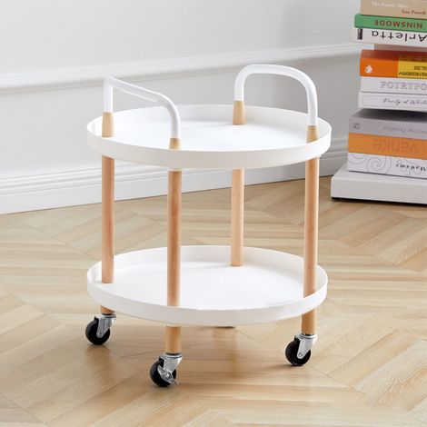 2-stöckiger Rollwagen, weiß – Stilvolles Design mit robusten Kunststoffarmlehnen für Wohnzimmer oder Büro (1/5)