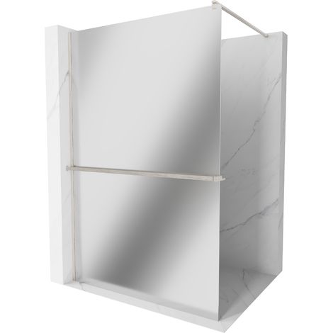Mexen Kioto+ Duschwand mit Wandablage 90 x 200 cm, Spiegel, gebürstetes Nickel - 800-090-121-97-50