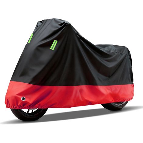 Housse de protection moto imperméable renforcée, bâche anti-UV et anti-poussière pour scooter et deux-roues, couverture extérieure complète noire et rouge L 175x80x100cm (1/4)
