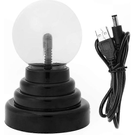 Sphère Plasma USB Noire avec Éclairs Magiques - Lampe de Fête, Boule en Verre pour Décor, Éclairage Original (1/4)
