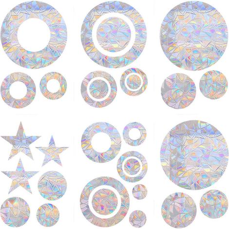 Antikollisions-Fensteraufkleber in Form eines bunten Regenbogenprismas, elektrostatisch, aus Glas, mit einem fünfzackigen Stern.