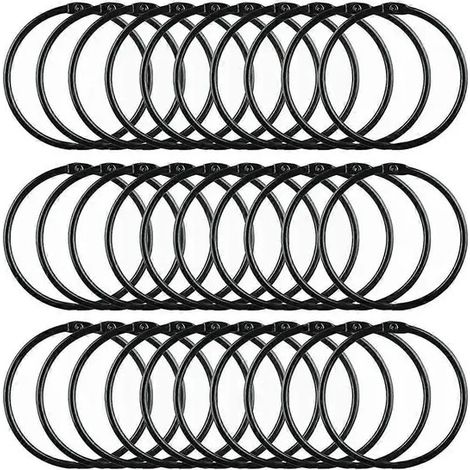 Rideaux et supports de rideauxAnneaux de rideau de douche en métal antirouille avec système de verrouillage par rotation et glissement fluide, noirs, diamètre intérieur 5 cm, lot de 30. (1/5)
