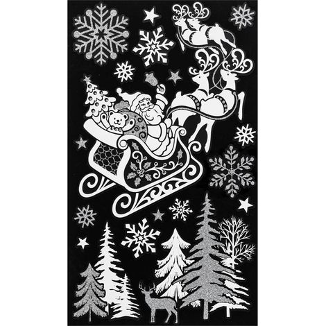 Silber gedruckter weißer Aufkleber - Weihnachtsmann
