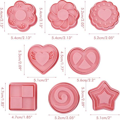Lot de 8 emporte-pièces 3D pour biscuits, motifs dinosaure, fruits et légumes, moules à biscuits d'anniversaire, tampons à biscuits à pression manuelle (1/5)