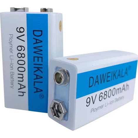 9V 6800mAh Lithium-ion USB Rechargeable Battery, 9V Rechargeable Battery Microphone Toy + Charging Cable (1/4)
