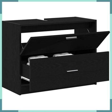 Meuble de salle de bain - 868832 - Chêne noir - 1 tiroir et porte - 78 x 37 x 59 cm (1/5)