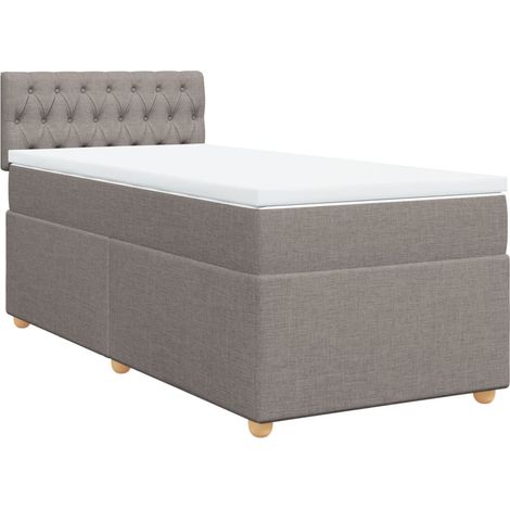 Lit simple Lit adulte Sommier à lattes de lit avec matelas Taupe 100x200 cm Tissu